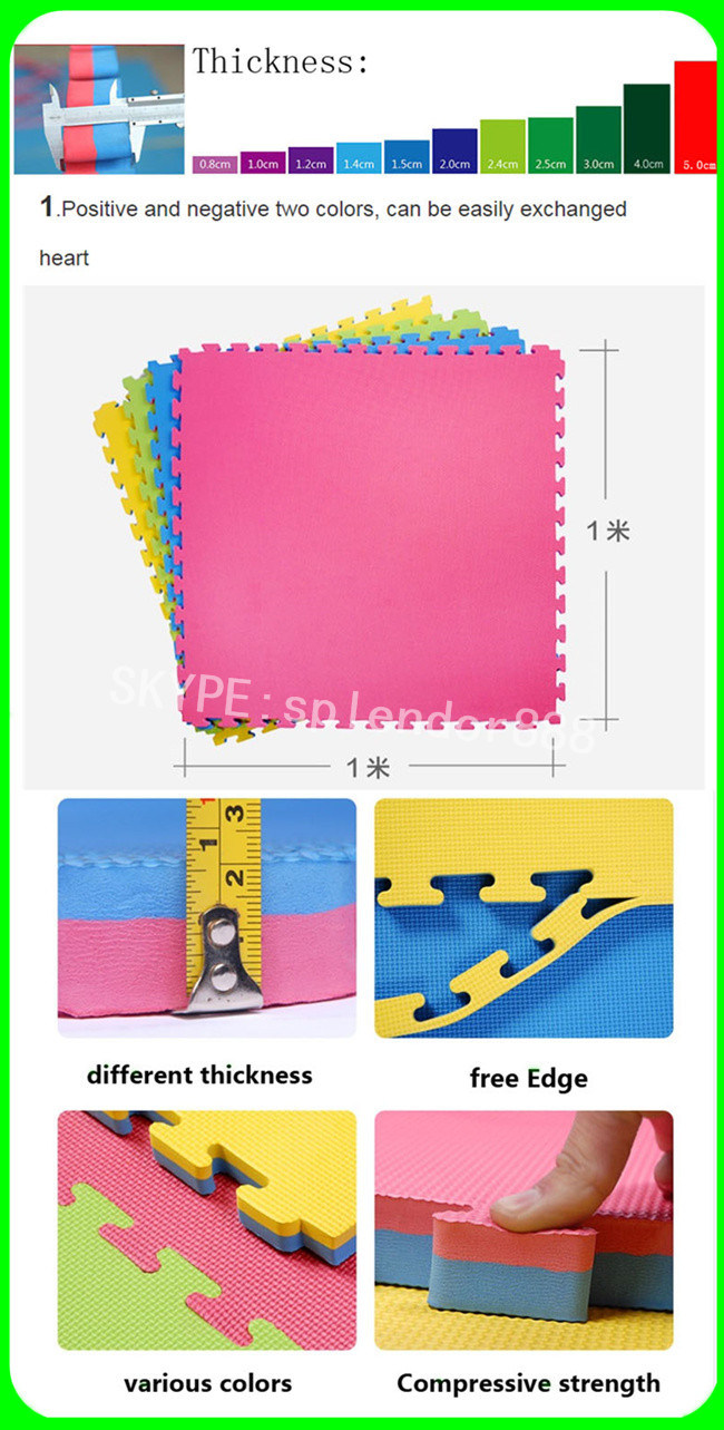100*100*2.5 Cm Yellow and Blue Color Soft EVA Foam Interlock Eco-Friendly Flooring Mat