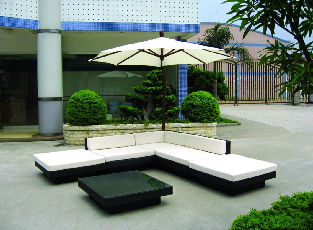 New Style Handmade Outdoor Garden Patio Furniture Sitting Room Rattan Corner Sofa (TG-JW35)