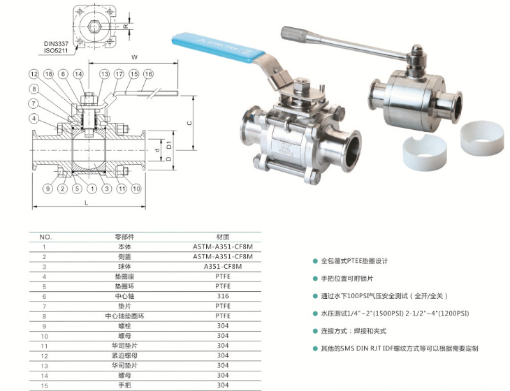 Sanitary Stainless Steel Encapsulated Ball Valves