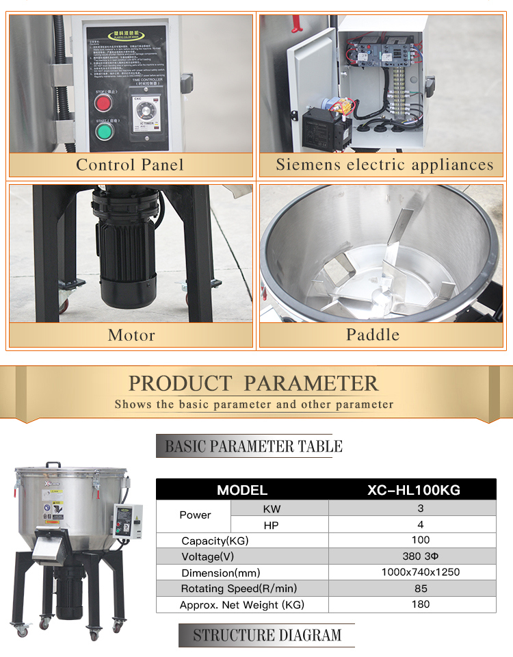 Automatic Vertical Spiral Ribbon Mixer/Plastic Color Mixer Machine