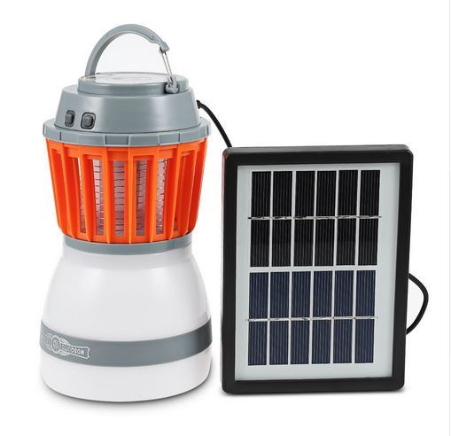 LED Camping Light Mosquito Killer Lamp with Solar Panel Charging Pest Repeller Outdoor Activities