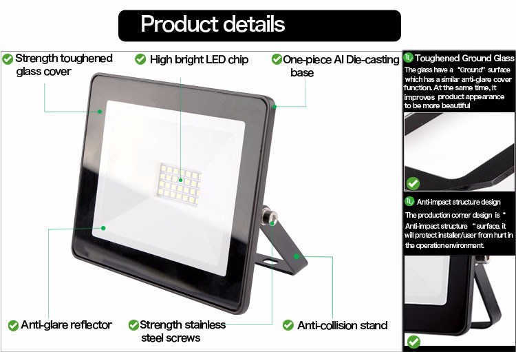 Ultra Slim SMD 10W 30W 50W Outdoor LED Floodlight with Ce RoHS