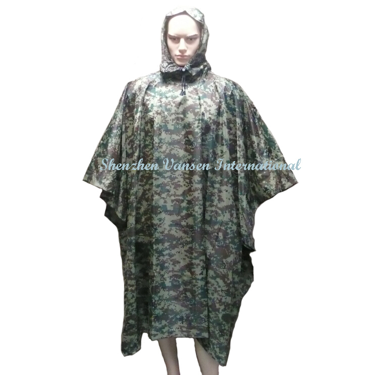 Waterproof Camouflage PVC Rain Poncho