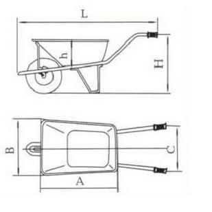 Wb7400b 5cbf Tray with Pneumatic Wheel South America Wheelbarrow