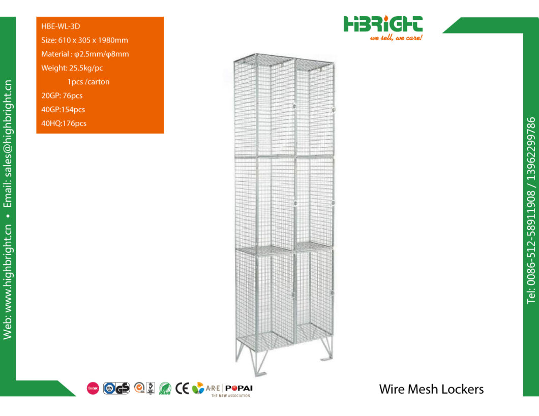 3 Floors Construction Site Zinc Galvanized Steel Mesh Locker