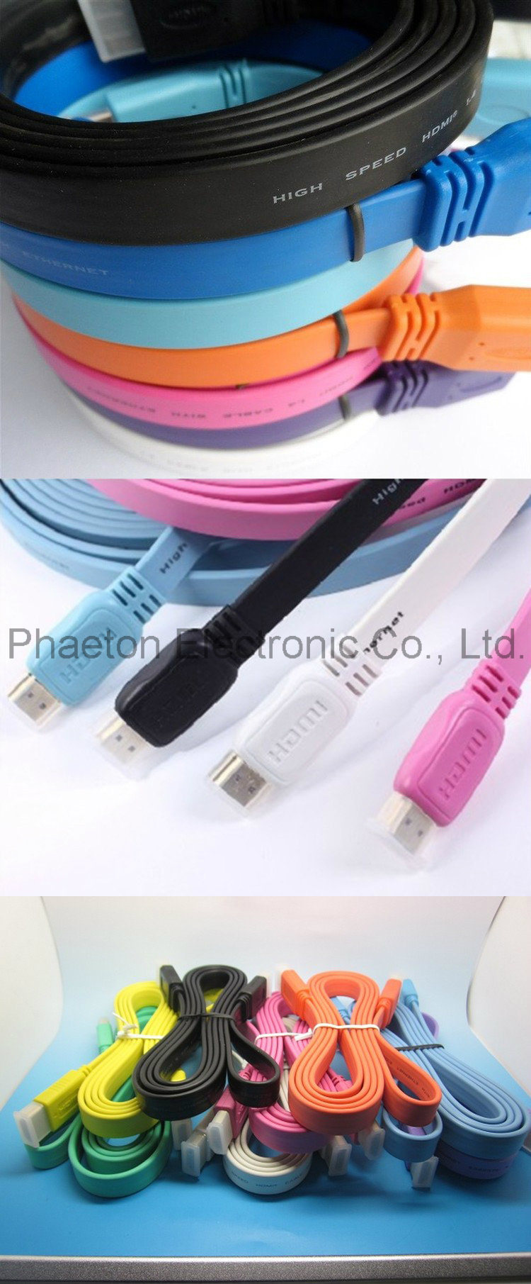 Flat Two Color HDMI Cable in Black for 1.4V (pH6-1205)