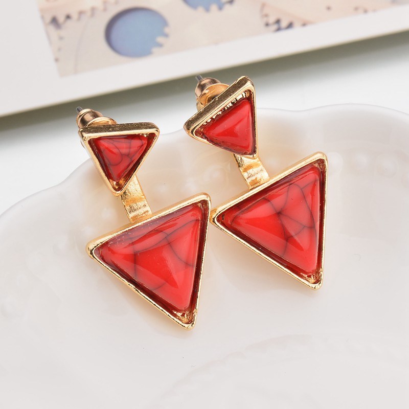 Fashion Accessories Triangle Turquoise Inlay Earrings