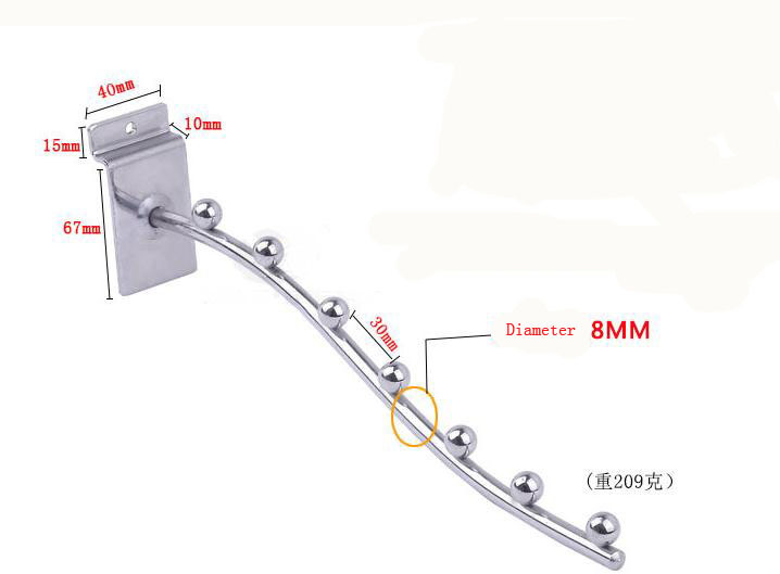 Chrome Plating Slatwall 8mm Diameter Metal Display Hook