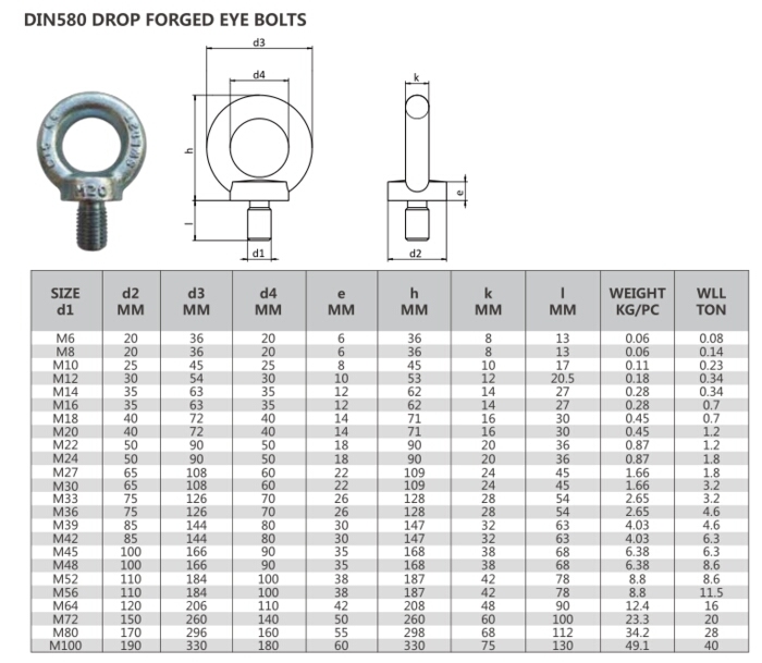 Fasteners Stainless Steel DIN Standard Drop Forged Eye Bolts