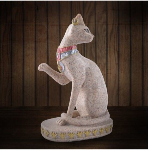 Egypt Cats Figurine Colored Drawing Fortune Cat Statue Resin Crafts