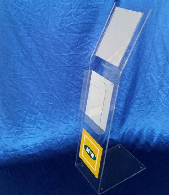 Floorstanding Acrylic Sign Display with Brochure Holders