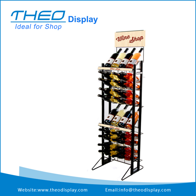 40 Bottles Freestanding Wire Display Rack for Supermarket