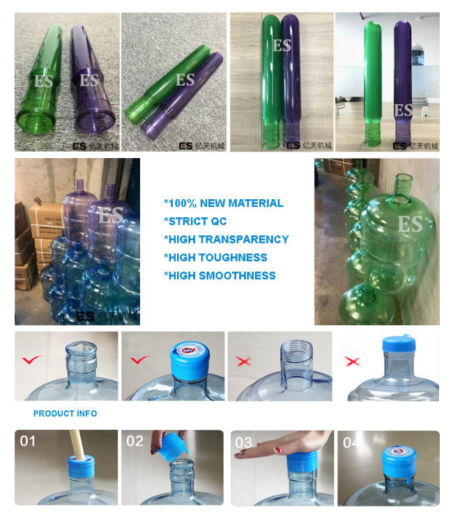 100% New 55mm 18.9 19L 20 Liter 5 Gallon Water Pet Plastic Bottle Preform Manufacturers in China