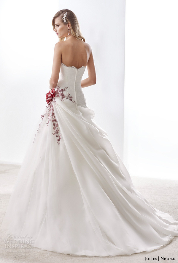 Wine Lace Bridal Gown Color Accent Nicole Wedding Dress H5216