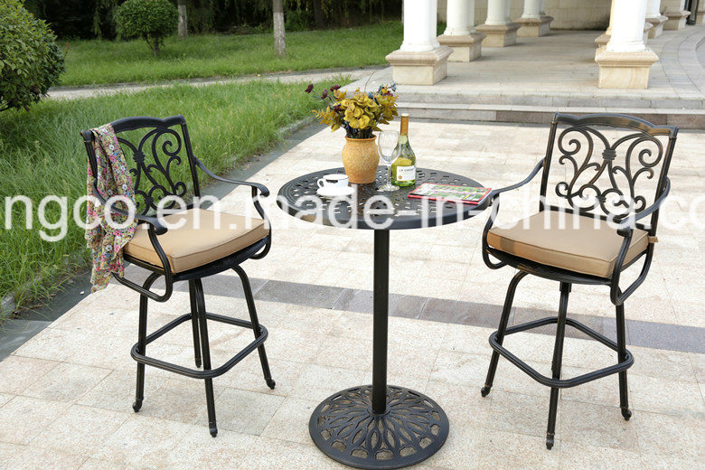 3 Pieces All Weather Outdoor Patio Cast Aluminum Garden Furniture Table Chair
