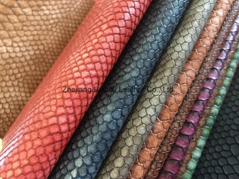 Snake PU Leather for Sofa/Furniture/Lady Bag with Fire Resistance