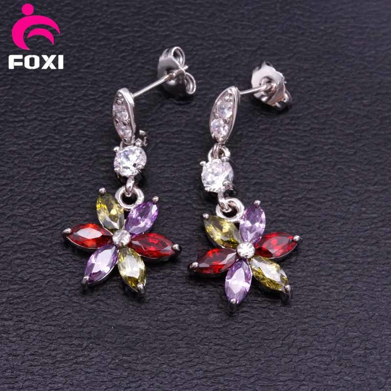 Most Popular Wedding Flower Design White Gold Stud Earrings for Girls