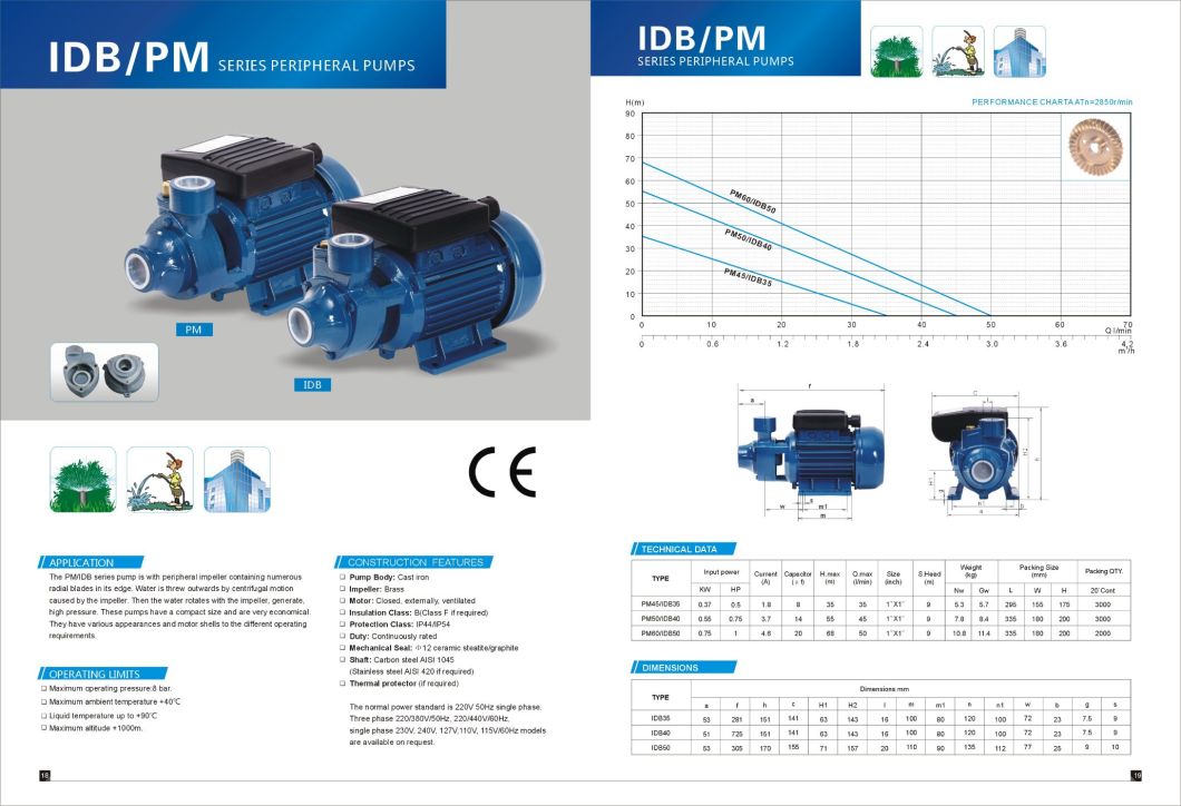 Pm-50 Pm45/50/60/80 Electric Vortex Water Pump