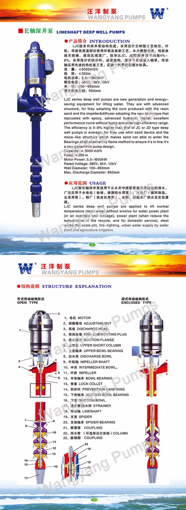 Electric Vertical Turbine Deep Well Water Pump