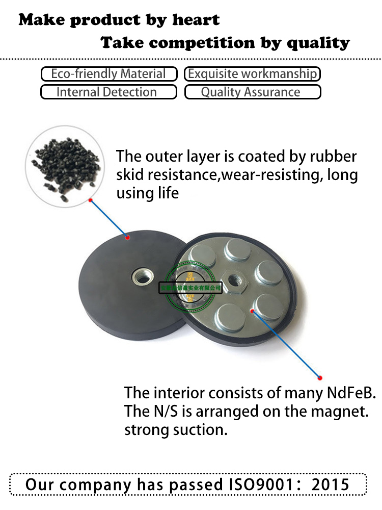 Rubber Coated Pot Magnets Fix LED Light Base