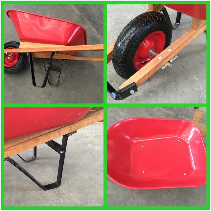 USA Market Wooden Handle Wheelbarrow with 4f. T Tray