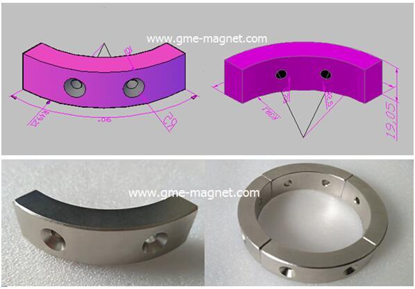 Arc Magnet with Countersunk Hole Generator Magnet Motor Magnet