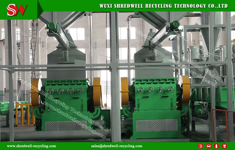 Scrap Tire Recycling Granulator for Making Rubber Granules 90kw