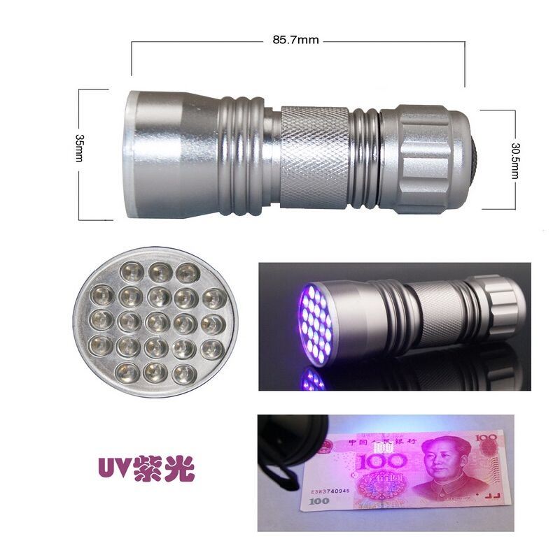 Mini 21PCS LED AAA Battery UV portable Flashlight
