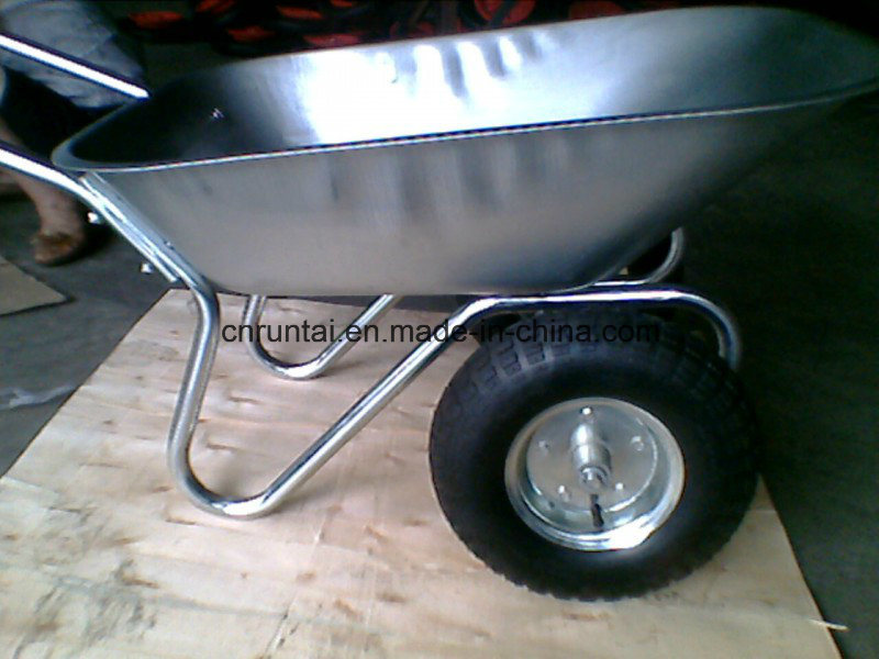 Cheaper Galvanized Tray and Frame Double Wheels Wheelbarrow (WB6211)