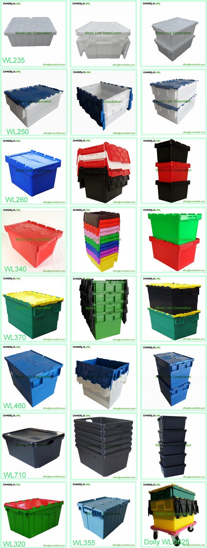 Strong Solid Moving Stackable Plastic Collapsible Large Pallet Cart Box