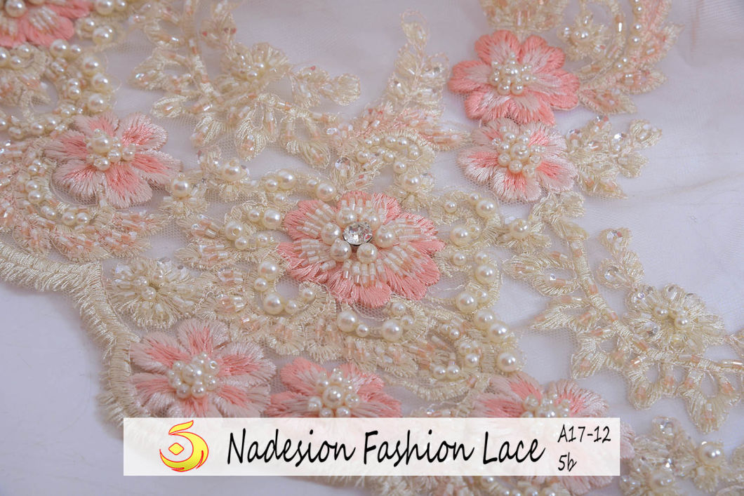 Multicolored Beads Embroidered Hot Diamond Hot Sale Soft Lace Fabric