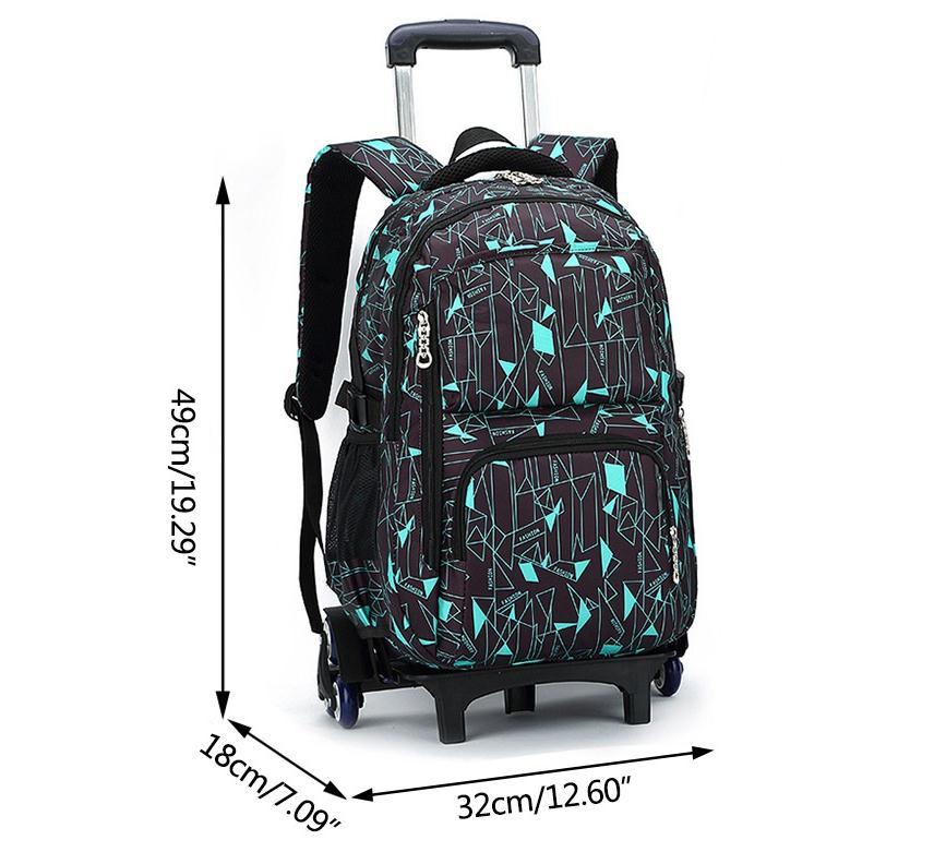 Rolling Bag with Wheels Removable Hand Trolley Kids Trolley School Bag