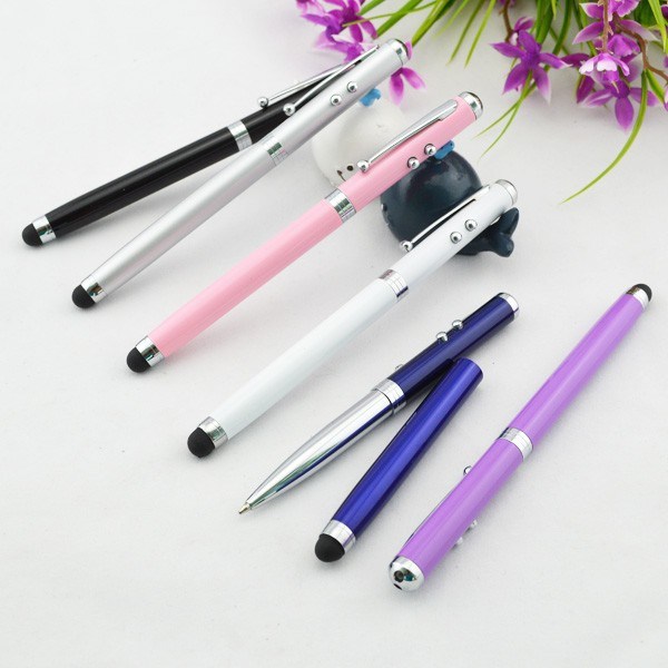 Hot Sale 4 in 1 Metal Laser Pointer Pen LED Torch Touch Screen Stylus Ball Pen 1 Color Logo Free Printing