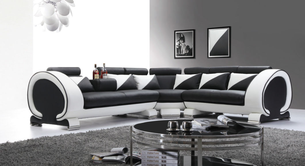 Contemporary Living Room Stylish Genuine Leather Sofa