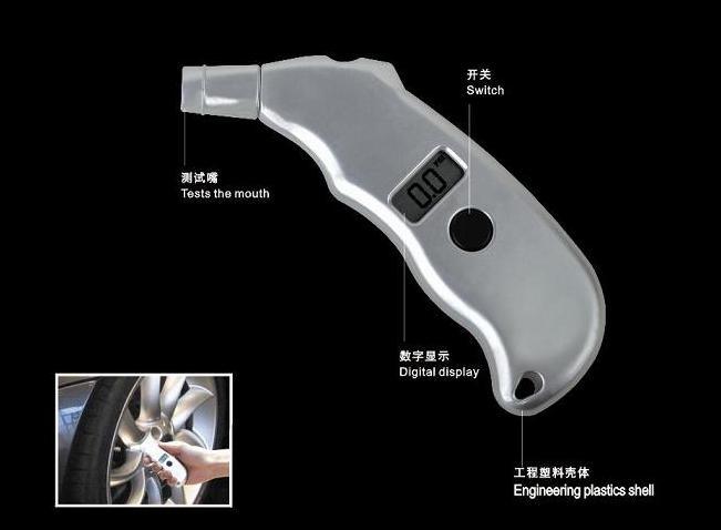 LCD Digital Car Tyre Pressure Tread Depth Gauge Cutting Blade / Hammer