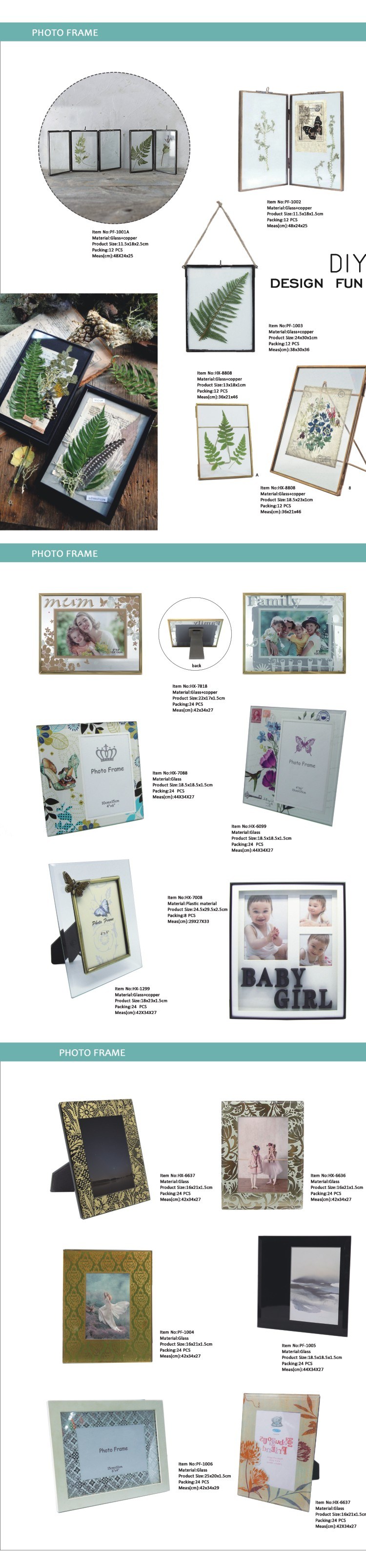 Creative Latest Design Glass Photo Frame PF-1014