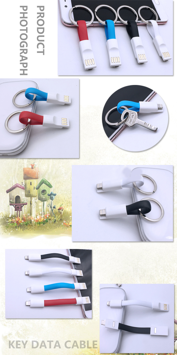 2 in 1 Key Chain Mini USB Double Cable for Android and Ios in One Connector