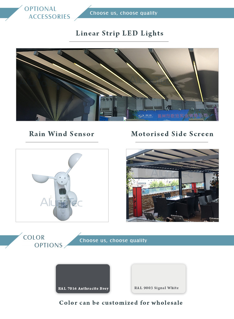 Wind Resistant Retractable Pergola and Roof Systems