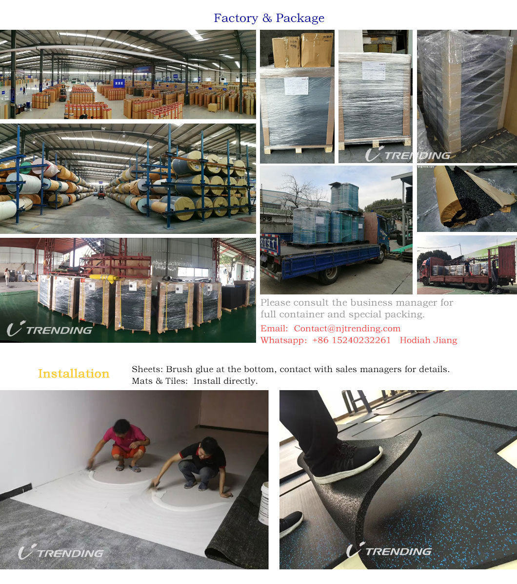 EPDM Fire Prevention Rubber Floor with Low Cost Roll Tiles Interlocking Types