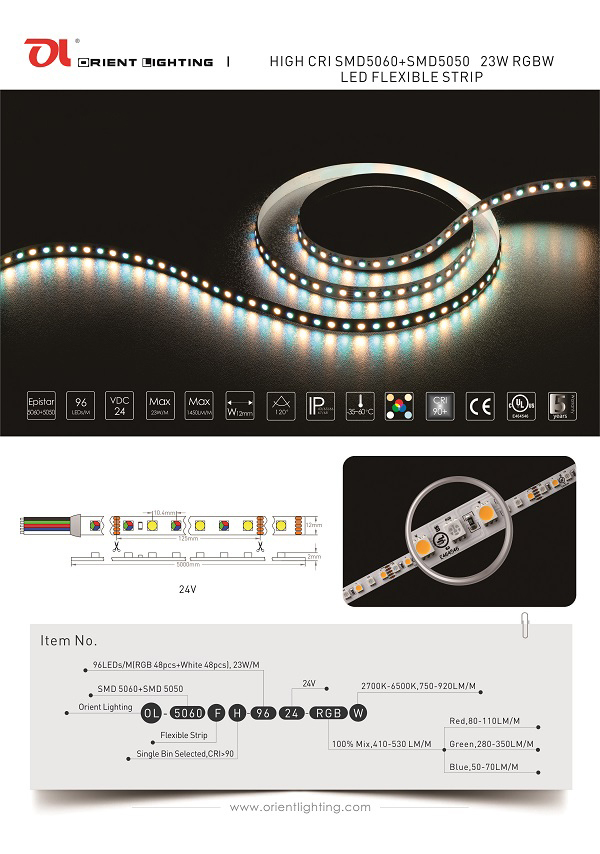 UL Ce Epistar 5050 Waterproof IP66 RGBW LED Flexible Strip Light