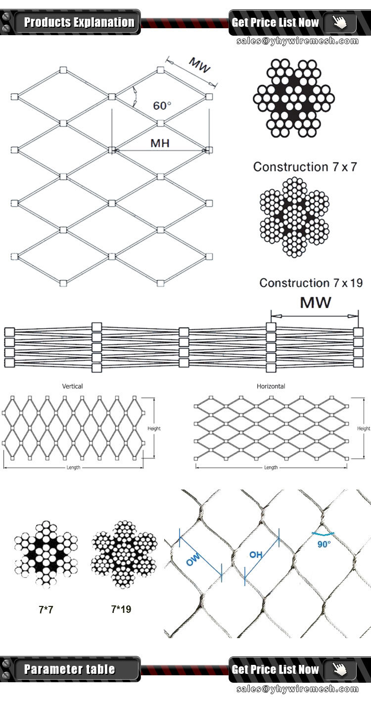 Rust-Resistance Stainless Steel Rope Diamond Knotted Net