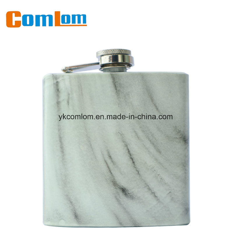 CL1C-HE-1B Comlom Stainless Steel Fashionable Marble Pattern Hip Flask