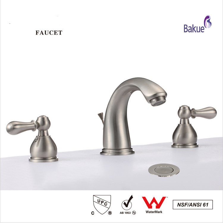 Double Handle Brass Bathroom Accessories Basin Faucet Certificated