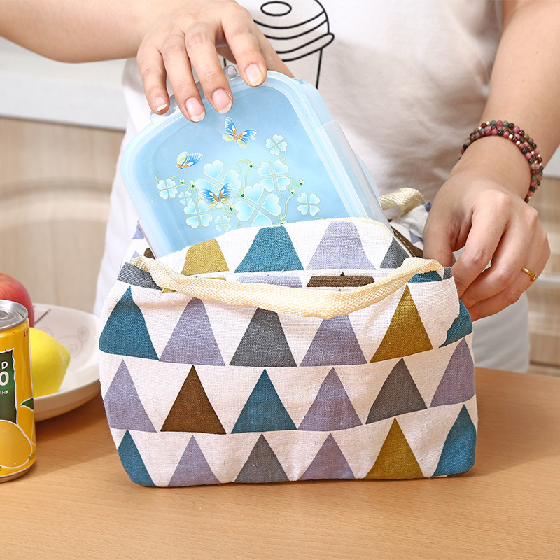 Cooler Bag Cotton Linen Ice Pack Insulated Lunch Bag Cold Storage Bags Fresh Food Picnic Container