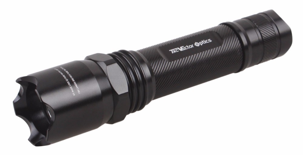 Vector Optics LED Rechargeable Flashlight Torch CREE Q2 & 180 Lumens with Mount, Charger & Wire Cable Switch