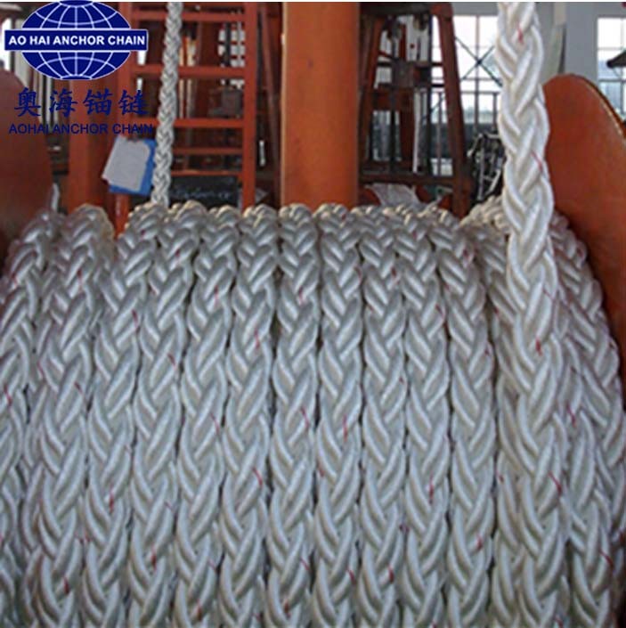 ABS/BV/Lr/CCS/Kr/Nk Certificate 104mm 8 Stain Core, Plaited Braided Nylon/PE/PP/UHMWPE Mooring Rope