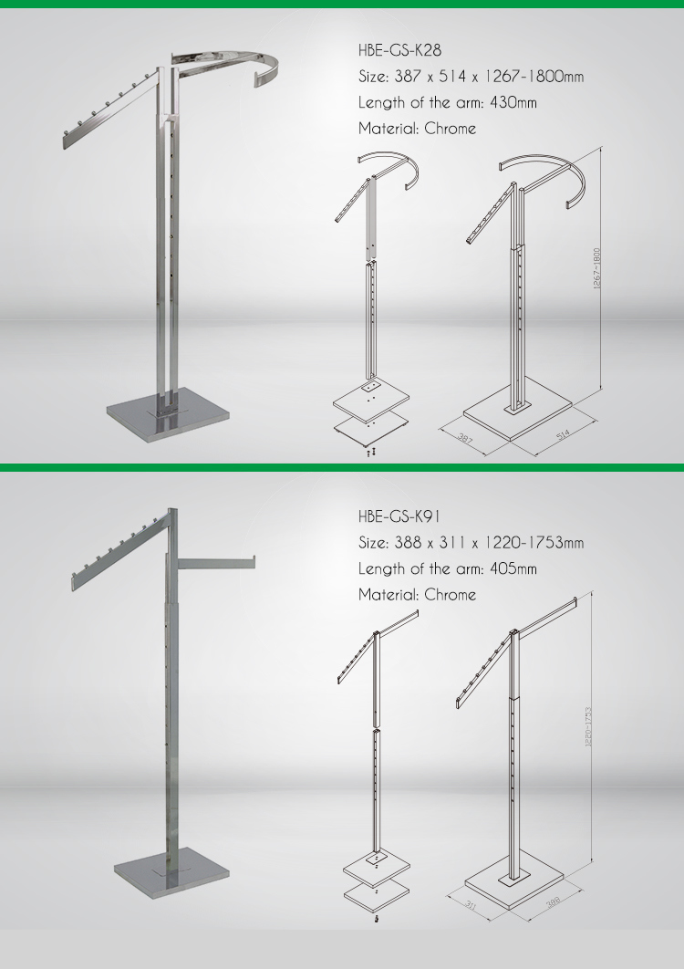 Two Way Metal Clothes Display Rack Garment Racks