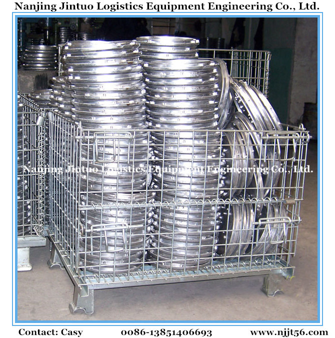 Steel Collapsible Wire Mesh Cage / Storage Basket for Pallet Rack
