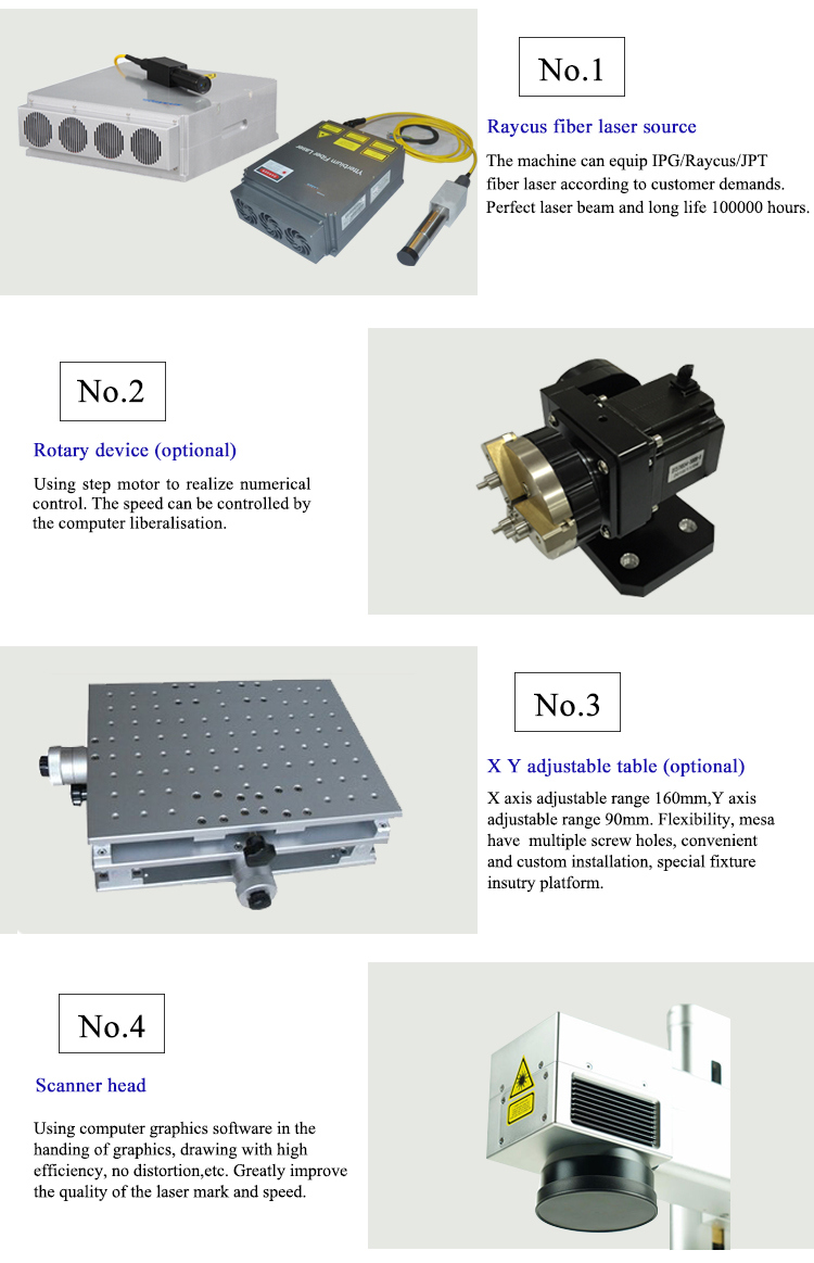 20W 30W 50W Raycus Ipg Fiber Laser Marking Machine