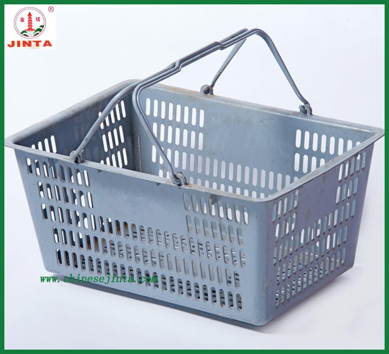 Plastic Shopping Basket with Metal Handle (JT-G07)